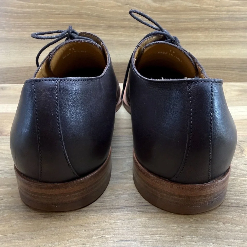 Brooks Brothers Oxfords‎ Mens 12 Brown Leather Pain Toe Dress Shoes Italy